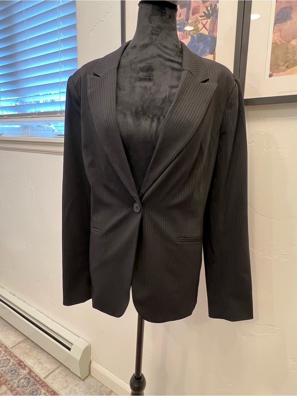Liz Claiborne Women's Black Pinstripe Single-Button Blazer and Pant Suit